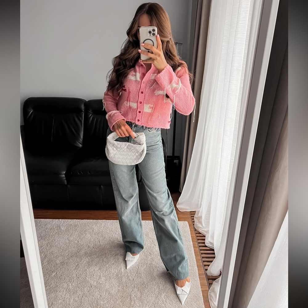 ZARA NEW WOMAN SS23 PINK JACQUARD KNIT CARDIGAN 1957/104 - Picture 6 of 11